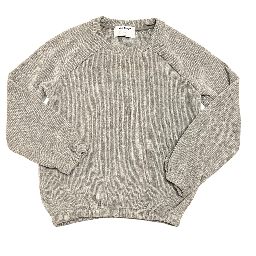 Old Navy Boys Cozy Ribbed Chenille Grey Crew Neck Pullover Sweater Size M 8